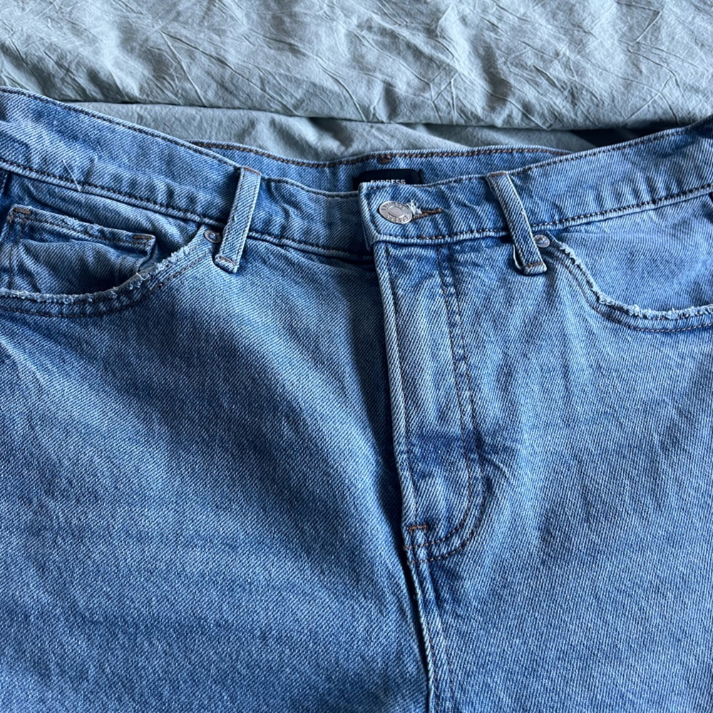 Express Two-Tone Light & Dark Blue Wide Leg Jeans - Picture 10 of 12